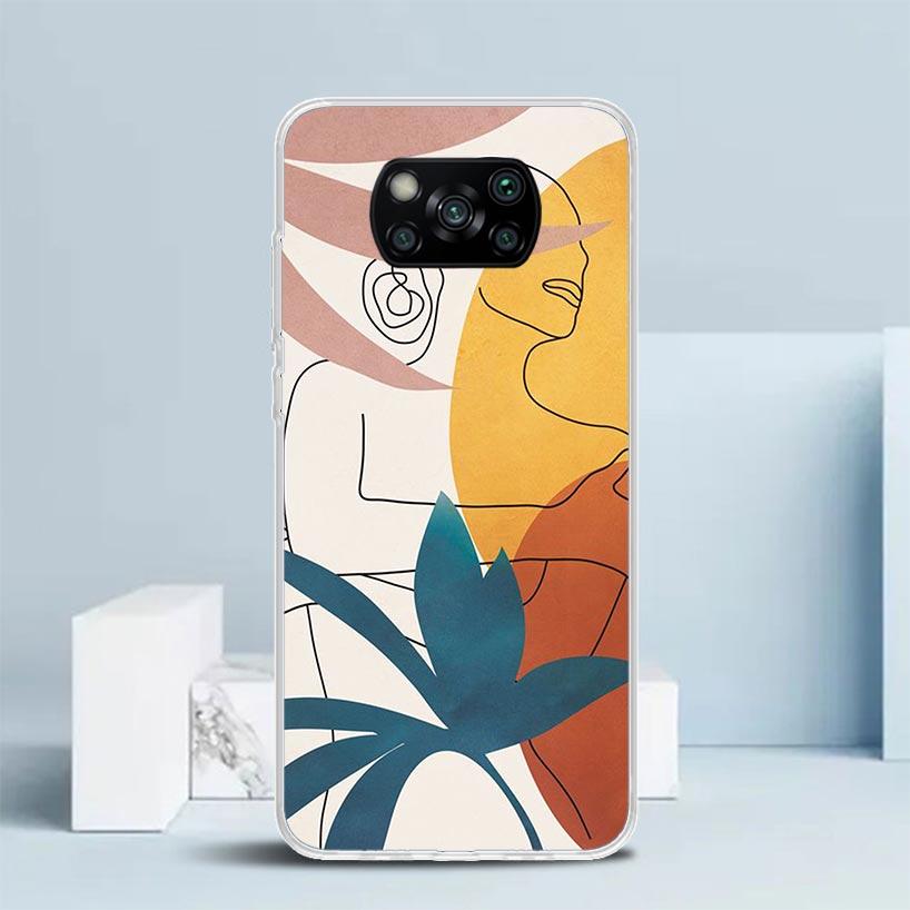 Abstract Women Face Line Phone Case For Xiaomi Poco F7 Ultra X5 X6 X7 Pro M7 Redmi 15C 15 13C 13 12C 12 10C 10 10A 9 9C 9A 9T Co
