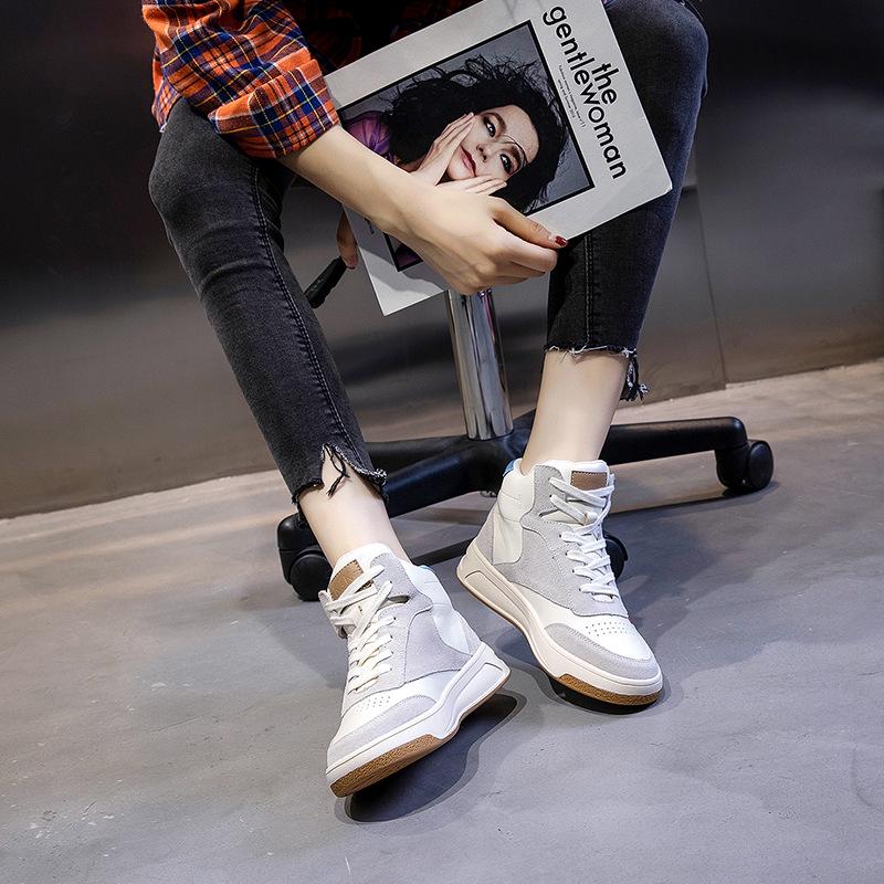 2024 Новые женские кроссовки для девочек осень-зима из натуральной кожи повседневные высокие спортивные туфли женские плюшевые ботинки