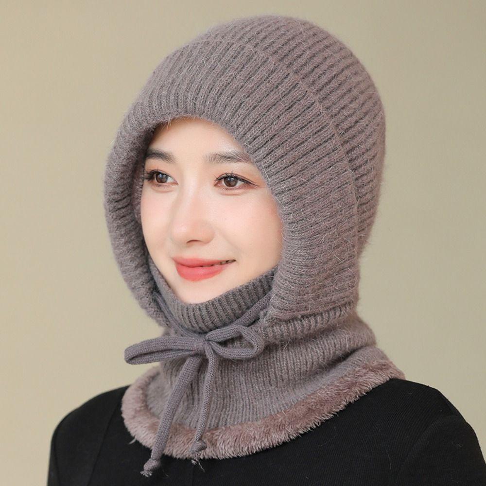 Neck Warmer Knitted Balaclava Hat Ear Protection Pullover Hats Autumn Winter Beanies Hat For Mom