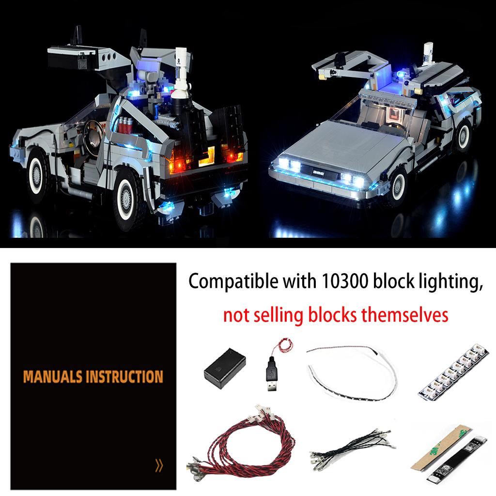 LED Lighting Kit Compatible with Lego 10300 Back to the Future Time Machine Racing Car Model (NOT Include The Model Bricks)