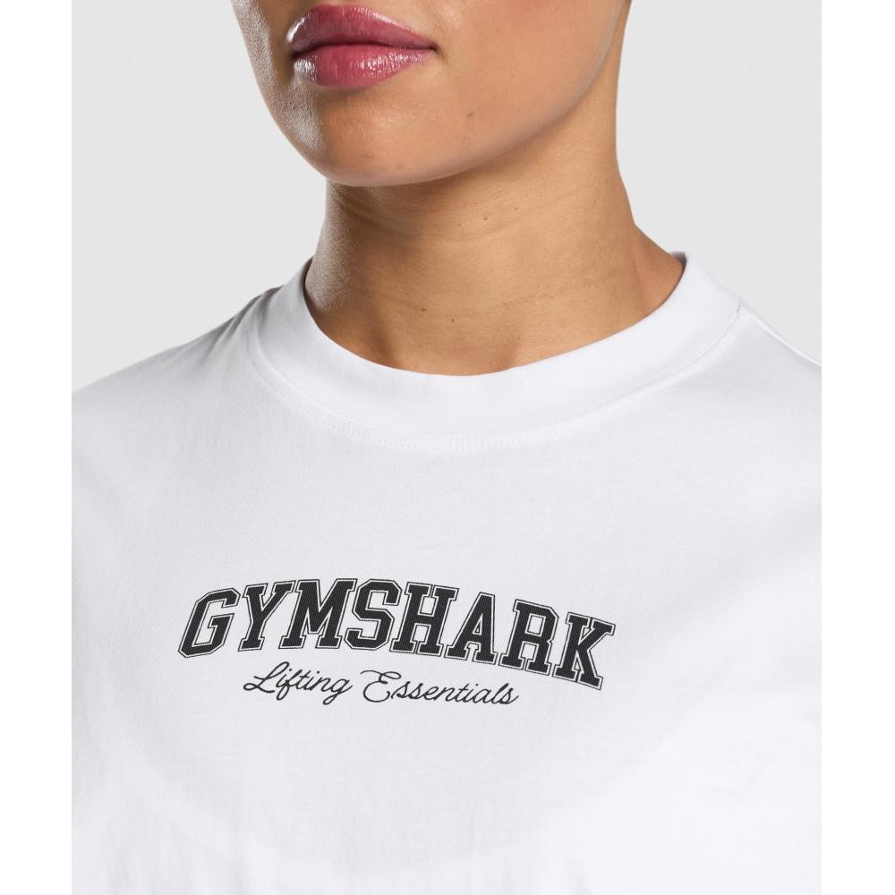 Gymshark LifTing EssenTials Graphic Oversized T shirT whiTe B3b9z Wb57