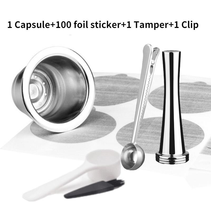 i Cafilas [NESC02] Использование 2 в 1, совместимо с капсульным фильтром Nespresso, многоразовые капсулы для кофе Crema, капсулы, тамперный зажим с крышками Reusbale, фольга