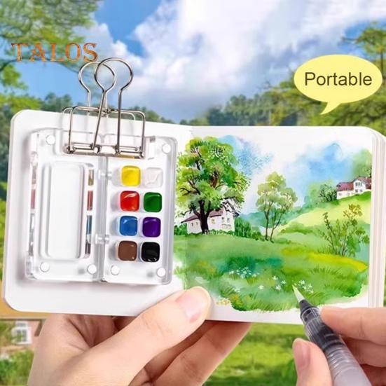 Мини-коробка для акварельных красок Pocket Artist Travel Set 8/15-цветная палитра из орехового дерева с металлическим зажимом Портативная акварельная ручка