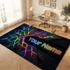 Abstract Geometric Theme Crystal Velvet Floor Rug Personalized Custom Name Text Warm Carpet Home Decoration