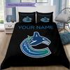 Custom Name,Vancouver Canucks Pattern Bedding Home Decoration Birthday Gift ( 1 duvet cover + 2 pillowcase, without core),fan merchandise.