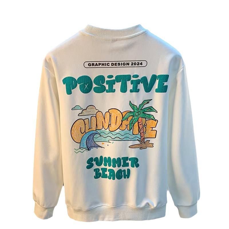 Мужская модная хлопковая толстовка европейского стиля, тяжелый вес: Универсальный для весны и осени, Небрежно-красивый дизайн.