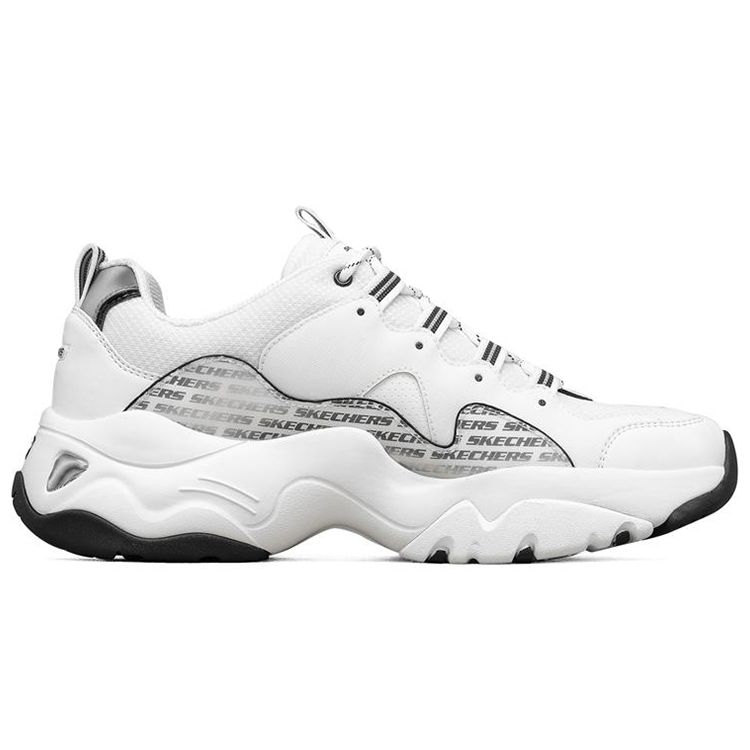 Skechers DLites 3.0 Сетчатая ткань Синтетическая кожа Спортивные Низкие Папины кроссовки Мужские кроссовки Белый Черный 237157-WBK