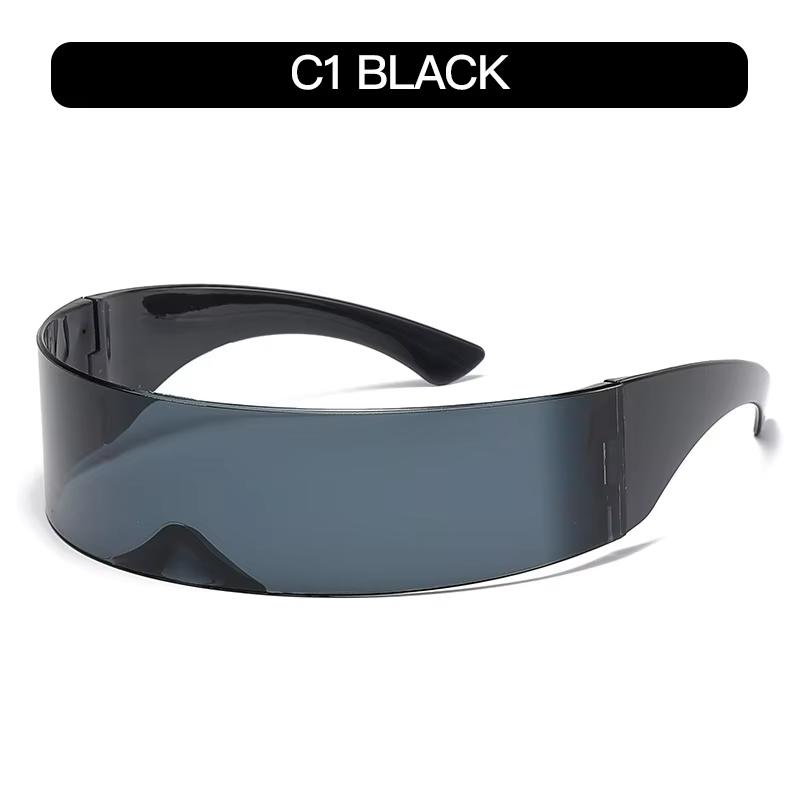 Футуристические узкие солнцезащитные очки Cyclops Visor Laser Eyeglasses UV400 Personality Mirrored Lens Costume Eyewear Glasses Men Glasses