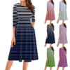 Женское повседневное модное платье миди с круглым вырезом и рукавом три четверти