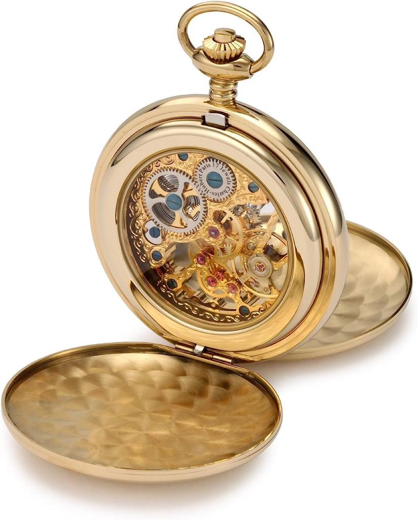 Карманные часы механические с ручным заводом скелетон [Charles Hubert] 3904-G мужские