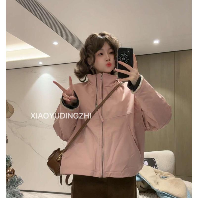 Women Fleece Lamb Wool Short Parka Loose Casual Winter Coat
