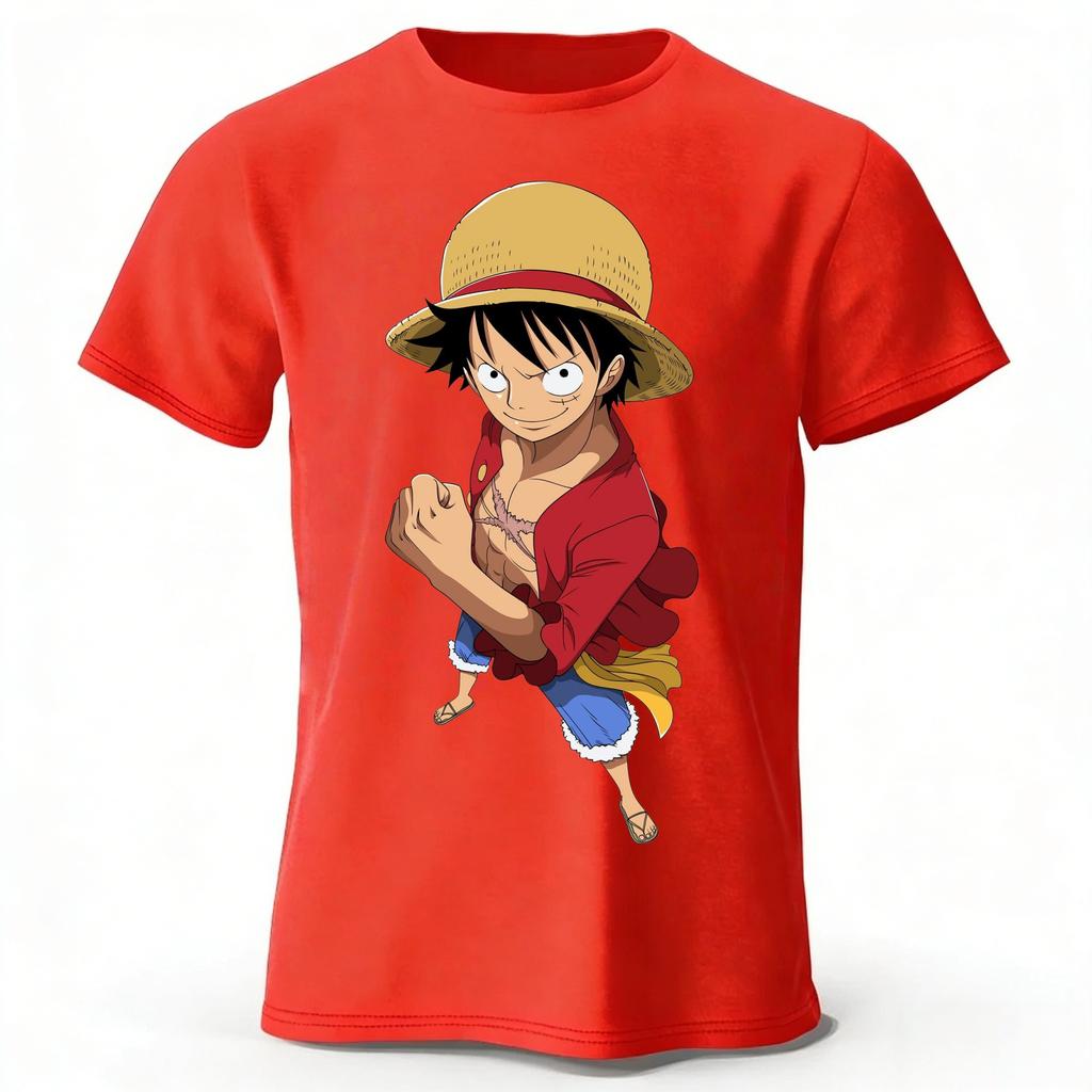 2026 One Piece Луффи Новая Модная Уличная Одежда Мужская и Женская Футболка с Коротким Рукавом Плюс Размер Свободная Спортивная Футболка Топ