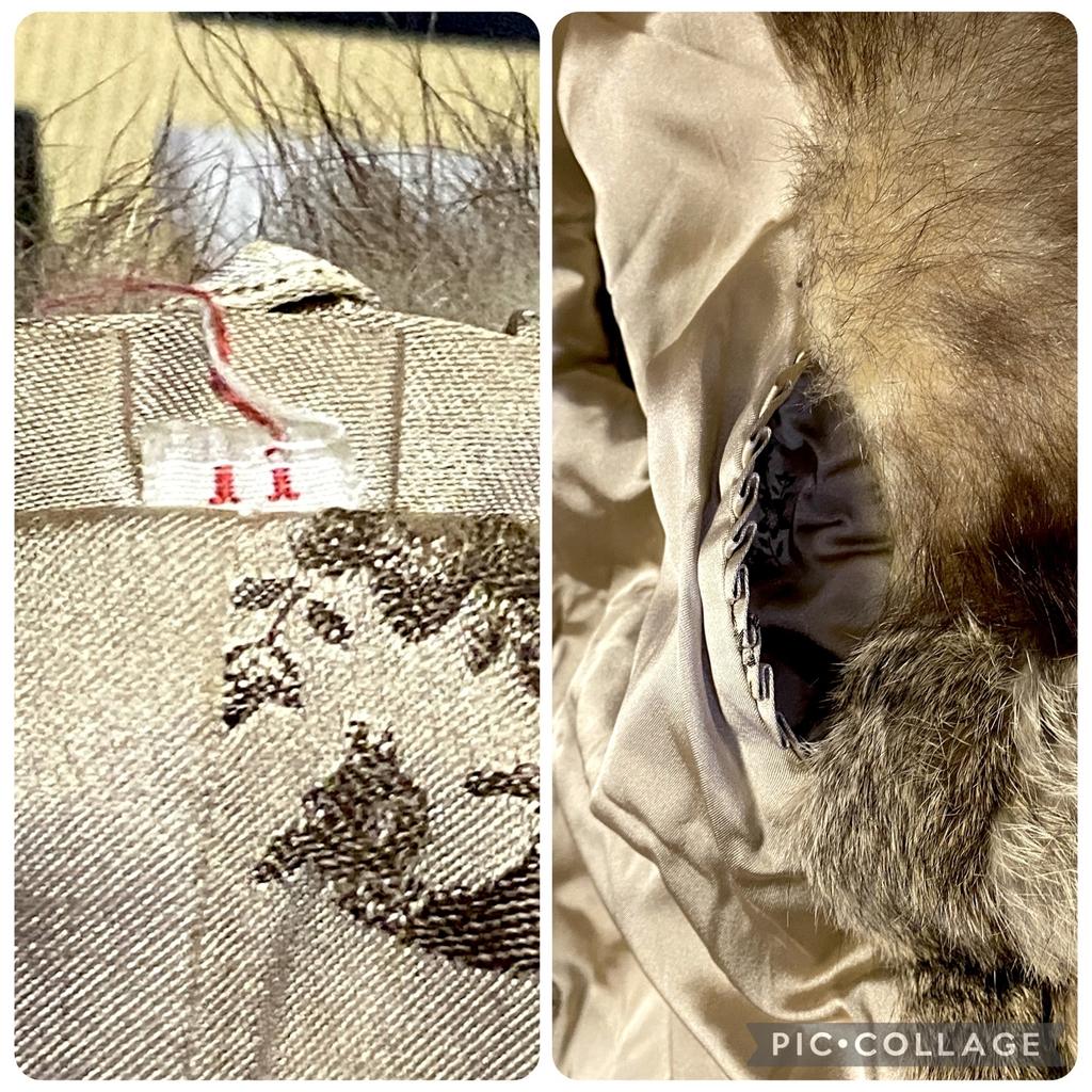 Total Length 82cm Rabbit Fox Collar Mid-Length Coat Jacket Real Fur Brown Size 11 (Equivalent to Size L) Secondhand Women's Vintage American Casual