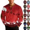 Mens Christmas Sweater Zip Up Sweatshirts Vintage Knit Graphic Sweatshirt Xmas Stand Collar Pullover