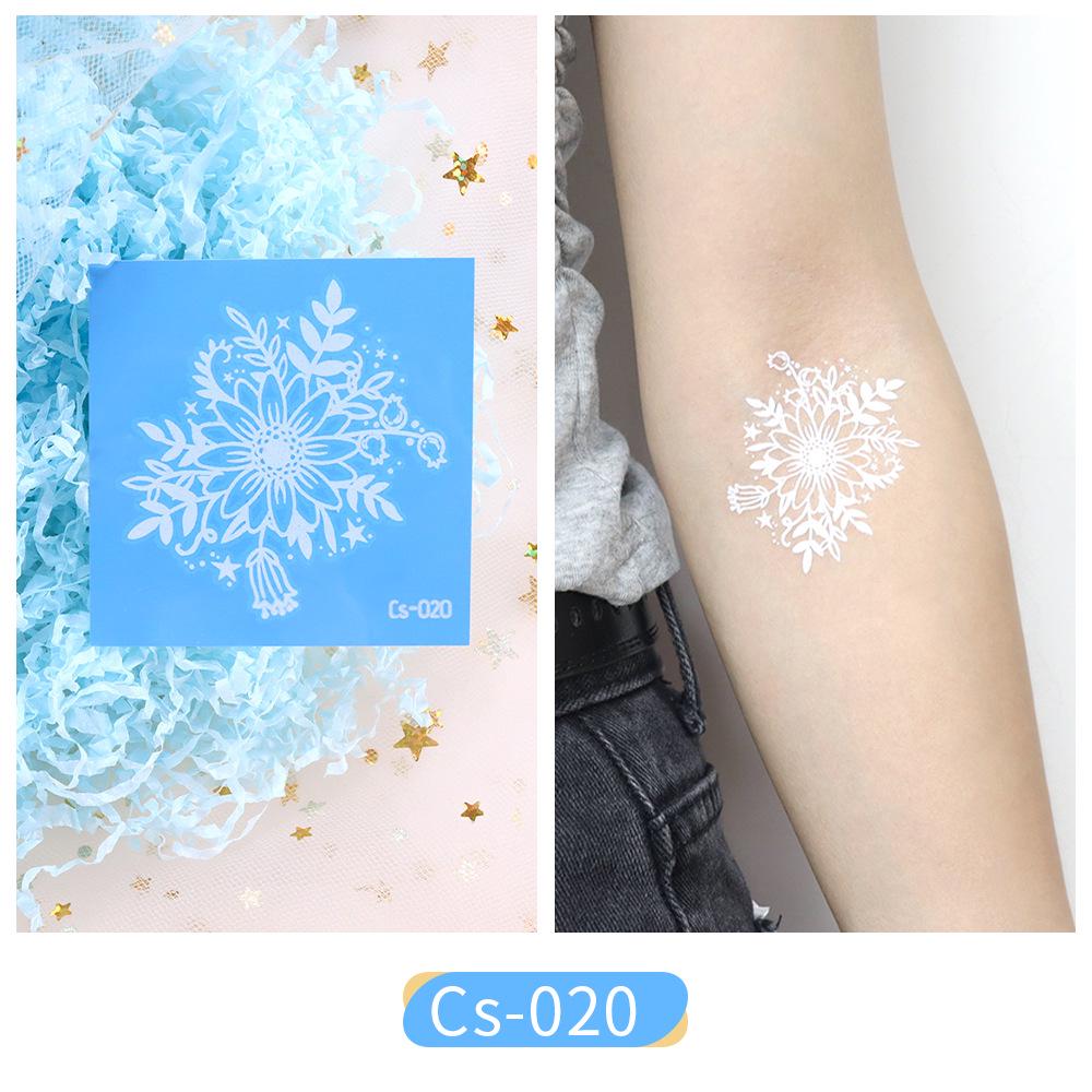 Trendy White Flower Temporary Tattoo Stickers for Face & Arm