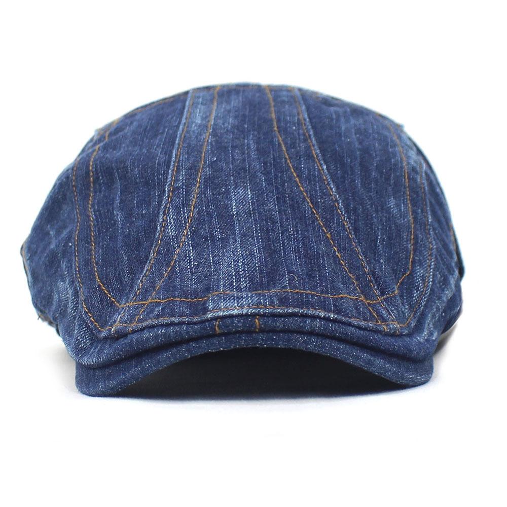 Синий джинсовый берет для мужчин и женщин, модная хлопковая шляпа с загнутыми полями и кепкой с язычком, повседневная кепка Eight Forward