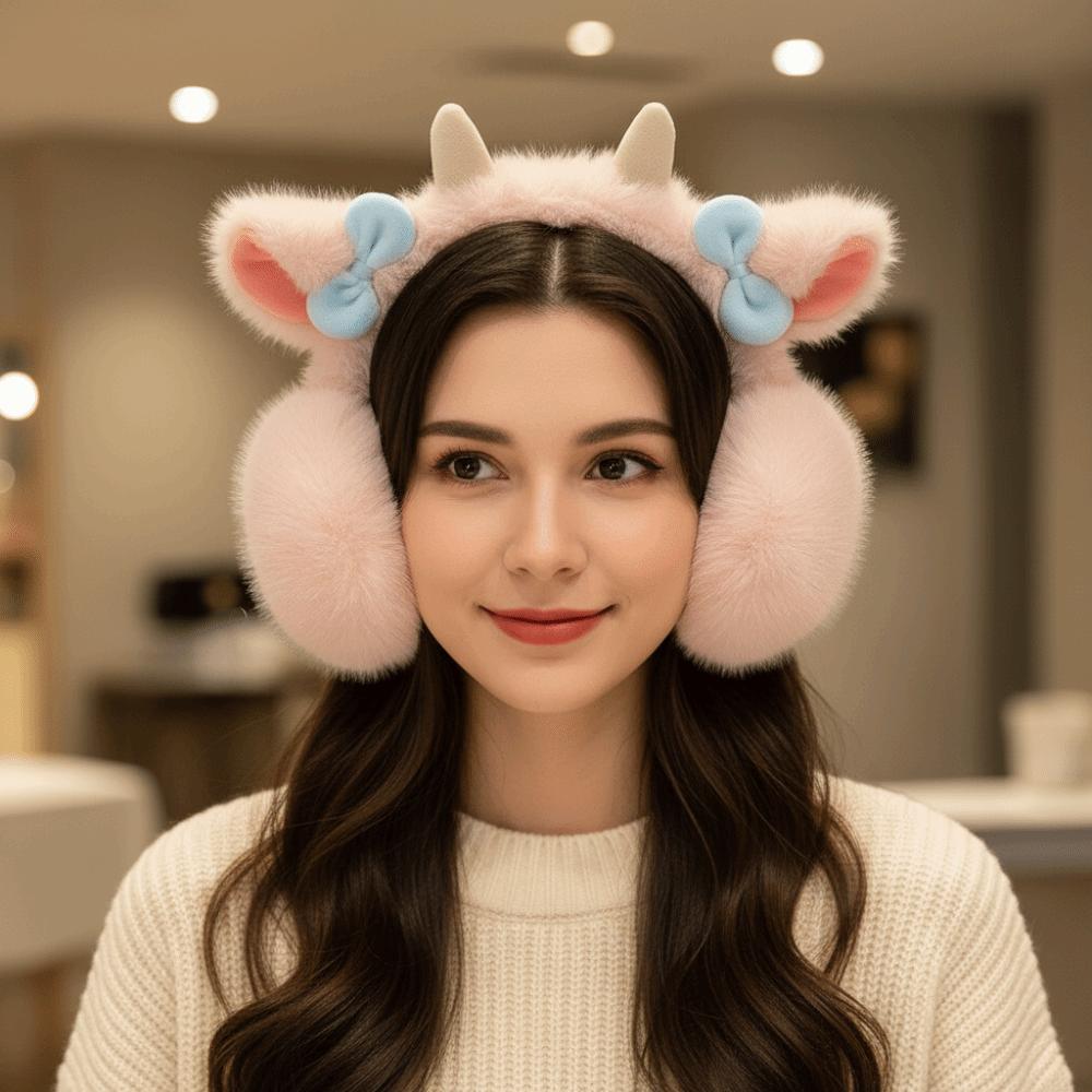 Soft Plush Winter Ear Warmer cartoon Cute Ear Cover Little Lamb Horns Earmuffs Cycling