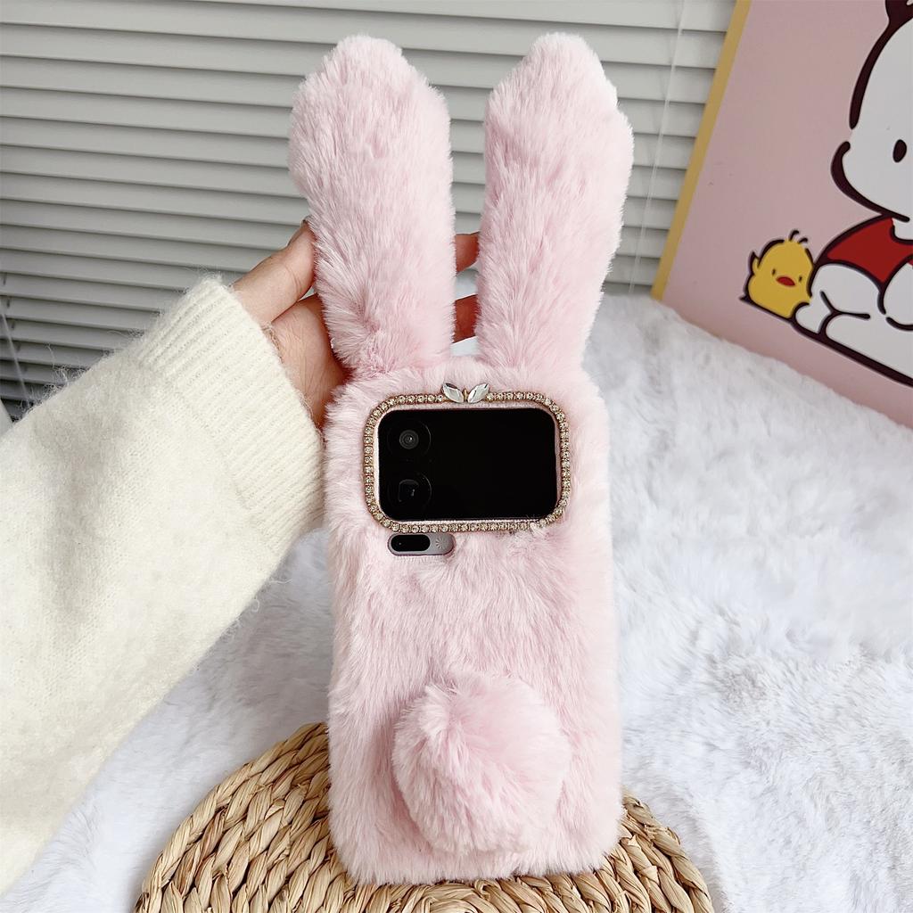 For Xiaomi 17 Pro Max Case Plush Cute Bunny Winter Fluffy TPU Phone Cover