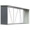 Wood Storage Shed - vidaXL - 330x84x152 Cm - Galvanized Steel - Grey - Traditional Roof