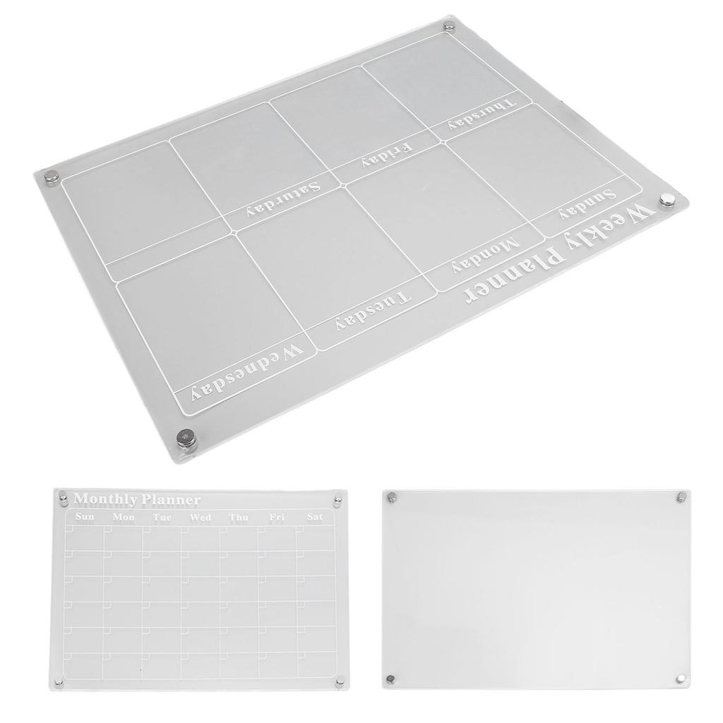 3Pcs Planning Board Set Acrylic Clear Dry Erase Blank Weekly Monthly Planner Board with 6 Pens 15.7x11.8in
