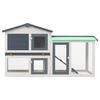Large Rabbit Hutch Grey and White 145 x 45 x 84 cm Wood