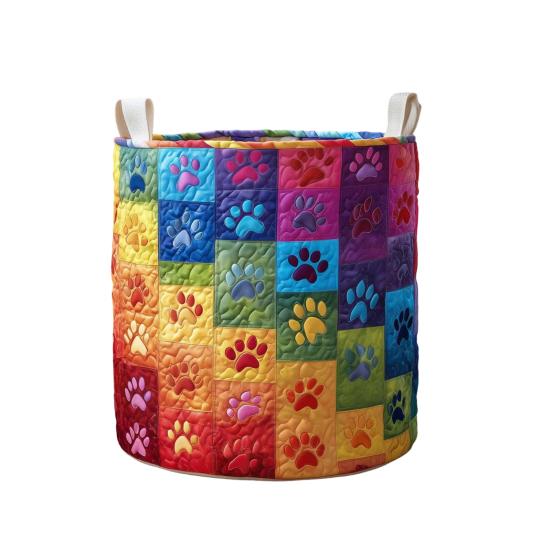 Quilted Laundry Basket, Thick Durable Fabric Storage Hamper, with Reinforced Handles, Clothes Toys Organizer for Home Decor