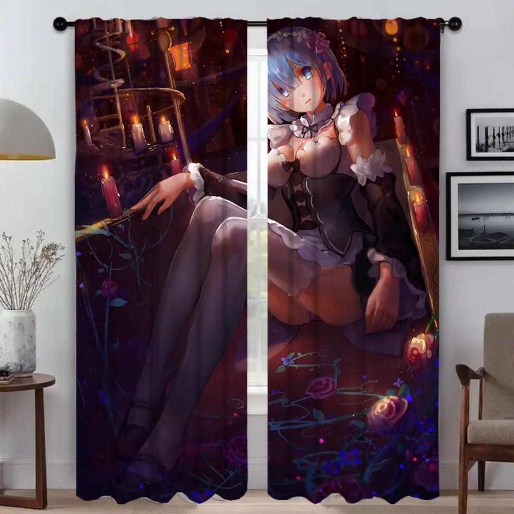 Шторы для спальни Re-zero Shades Оконные шторы для комнаты 2 Панельные перегородки Домашний интерьер Шторы Украшения на Хэллоуин Гостиная