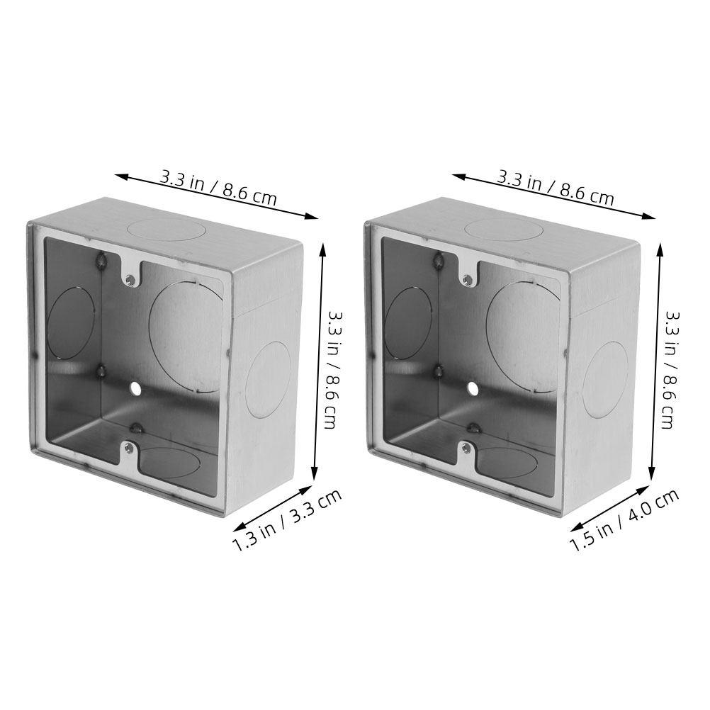 2Pcs 86 Type Stainless Steel Surface Mount Fireproof Electrical Box for Wall Socket Panel Easy Installation Versatile Universal