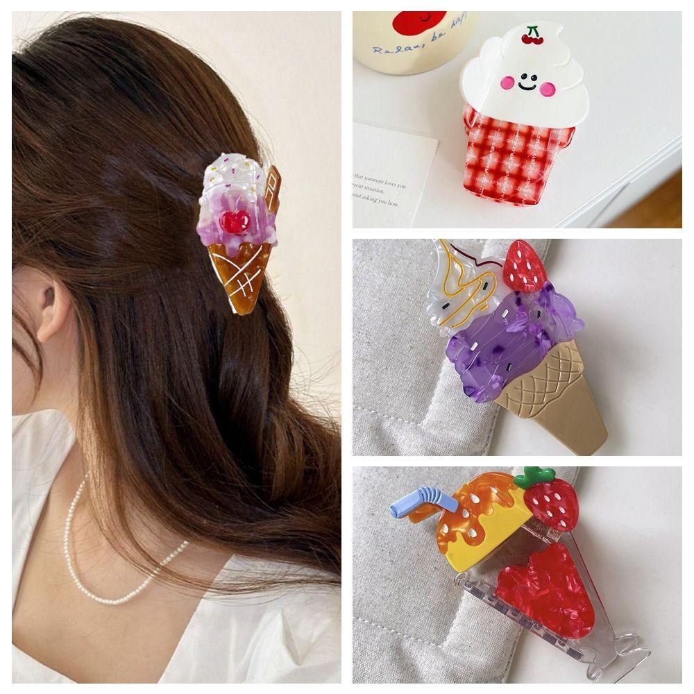 Cute Ice-cream Cone Hair Claw Sweet Delicious Food Claw Clip Ice Cream Shark Clip Female