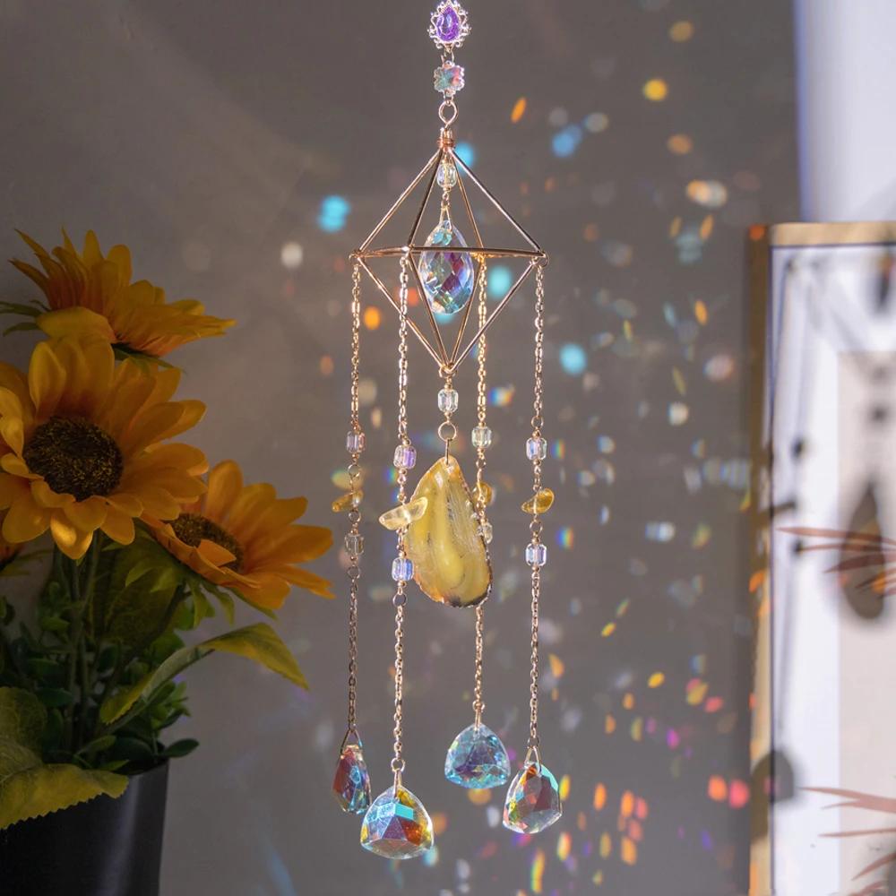 Suncatcher Crystal Dream Catchers Rainbow Catcher Crystal Stone Prism Star Moon Sun  Indoor Window Car Hangings Garden Decor