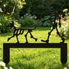 Легко установить Колышек для сада Скелет Собака Колышек Черный Идущий Металлическая Декорация Устойчивая для Газона Забавная Хэллоуинская Декорация для Двора Наружная Декорация