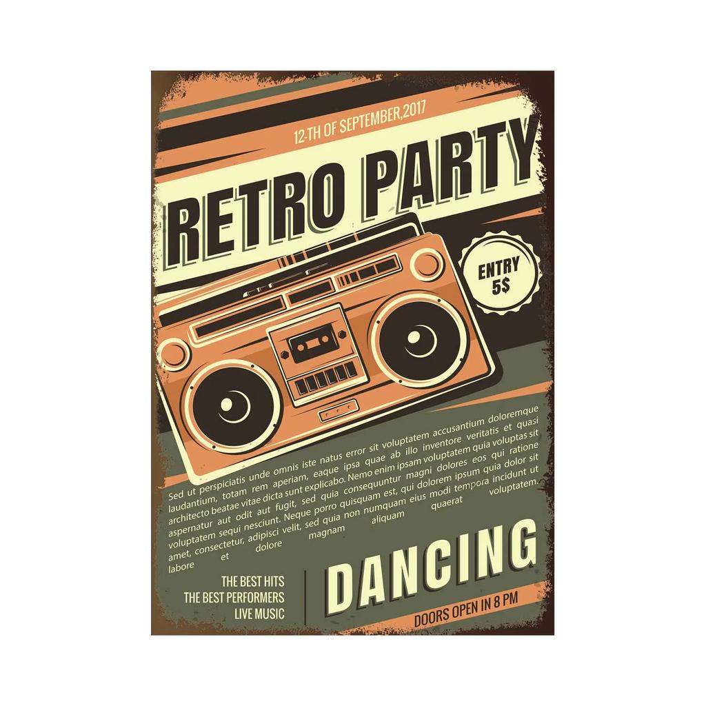 pc Vintage Rock Music Metal Poster Tin Signs Retro Guitar Rock Party Metal Plates Wall Art for Bar Pub Home Wall Art Decor