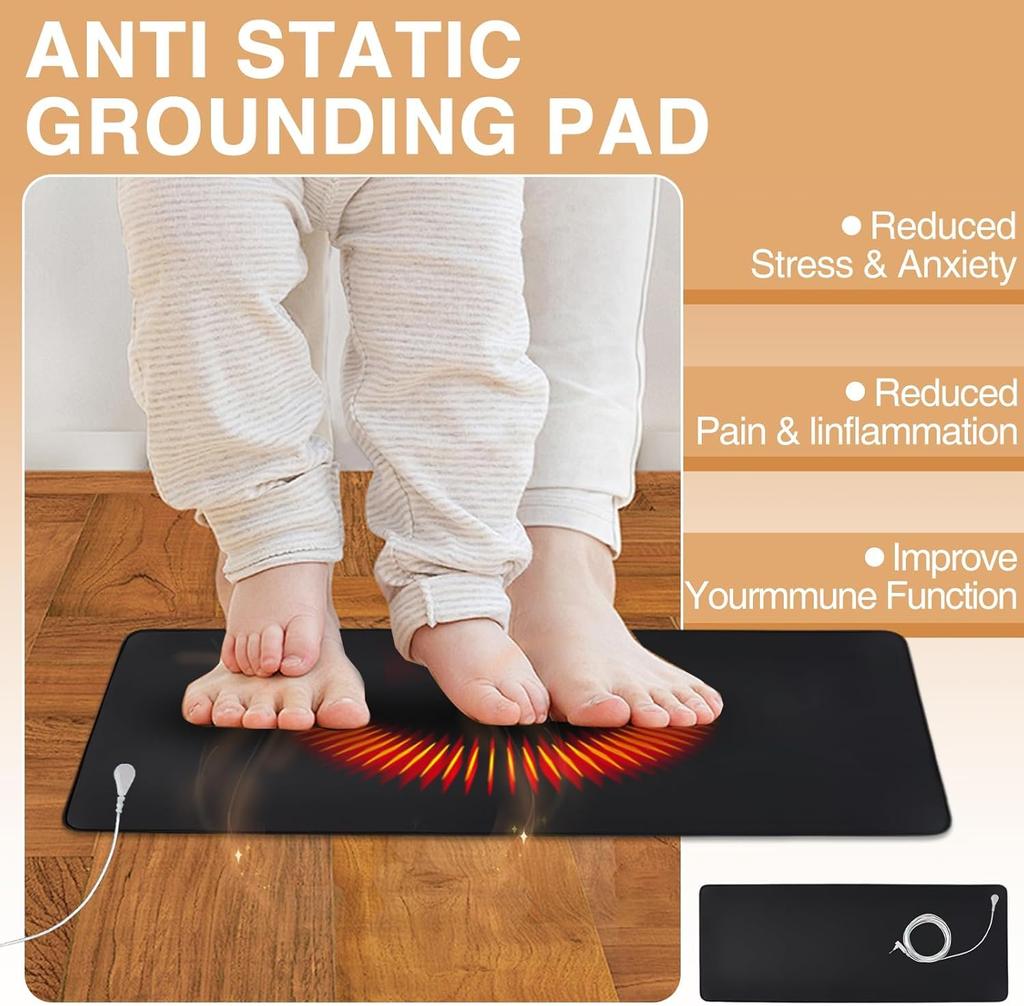 Комплект заземляющего коврика с 15-футовым заземляющим шнуром, заземляющая подушка для здоровья, заземляющий коврик для кровати, коврик для ног, компьютерный коврик, коврик для сна, коврик для домашних животных (10" x 26,7")