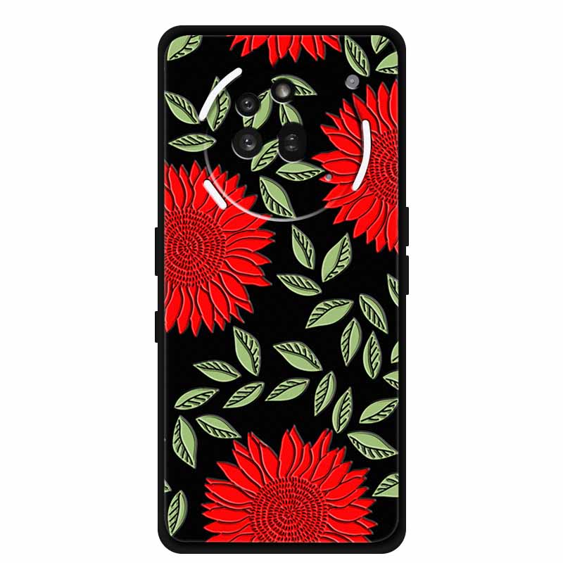 3D Тисненый Чехол Для Nothing Phone 3A Pro Чехол 3 A Pro Coque Цветы Черный Силикон Мягкая Задняя Крышка Для Nothing Phone3A Pro Чехол