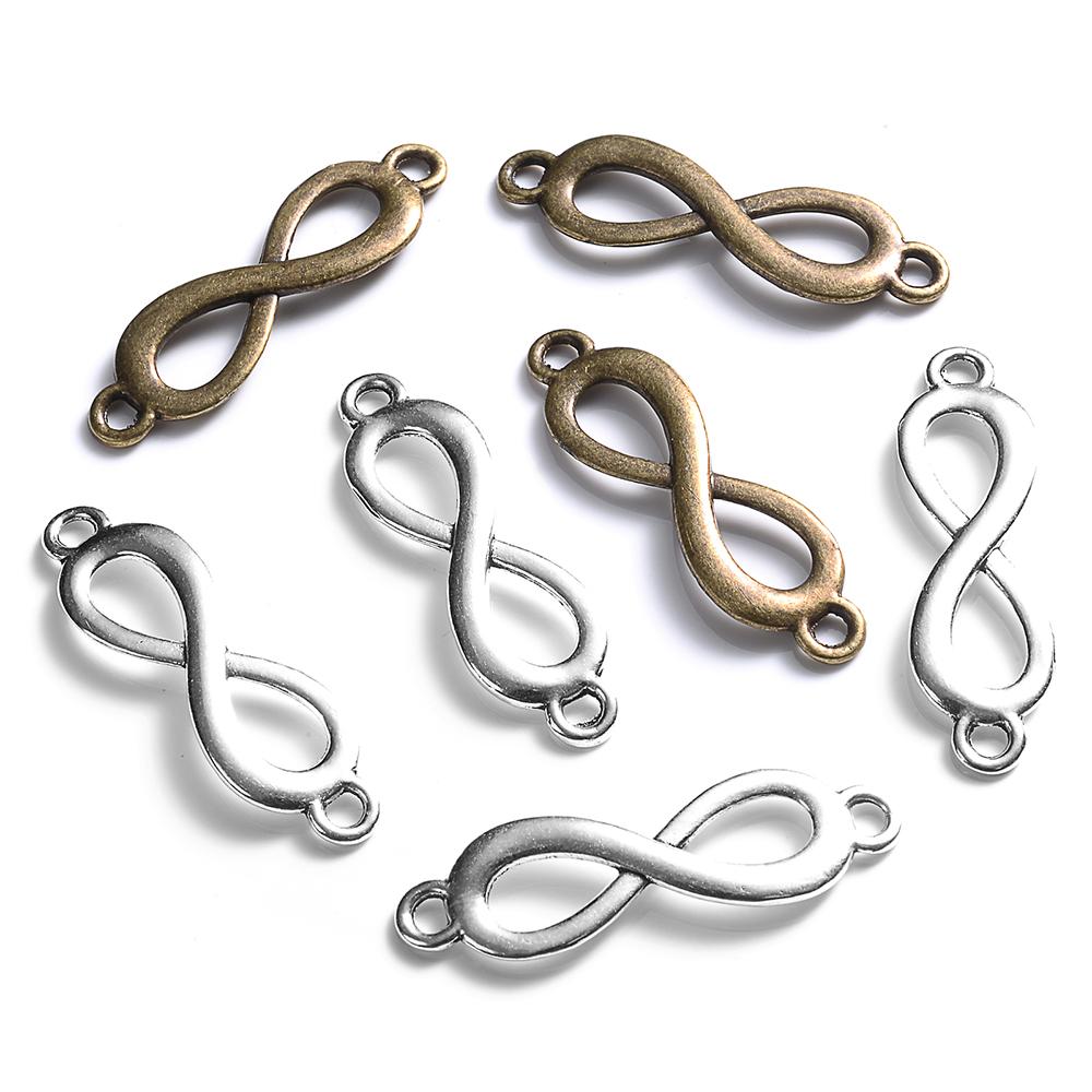 100 шт. антикварные металлические бусины бесконечной формы 8 бусины-разделители для знака навсегда для изготовления ювелирных изделий, аксессуары для браслетов и ожерелья