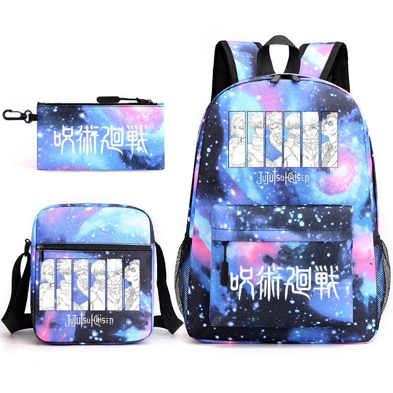 Teen Animation Backpack Elementary School Student Fashion School Bag Three-piece Set