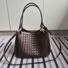 2024 Autumn/Winter Women's Genuine Leather Woven Handbag: Large Parachute Single Shoulder & Crossbody Bag