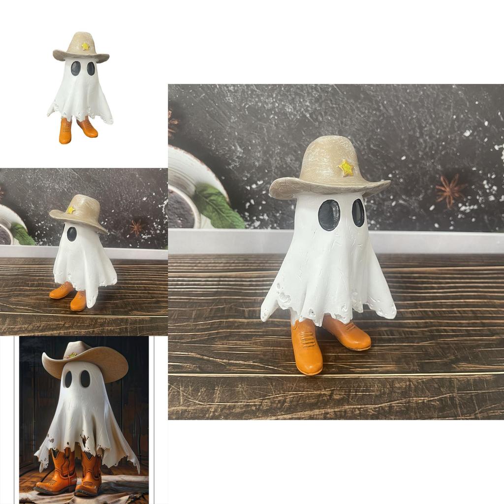 Unique Cowboy Ghost Statue Decorative Resin Figurine Perfect For Halloween Home Decor