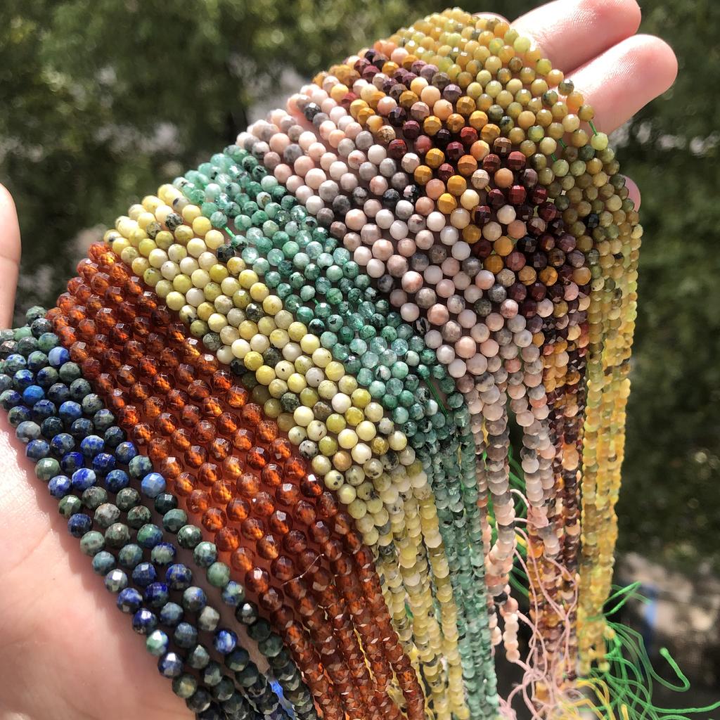 Маленькие натуральные красные рубиновые бусины круглые 2 3 4 мм граненые каменные бусины для изготовления ювелирных изделий ожерелье браслет аксессуары своими руками