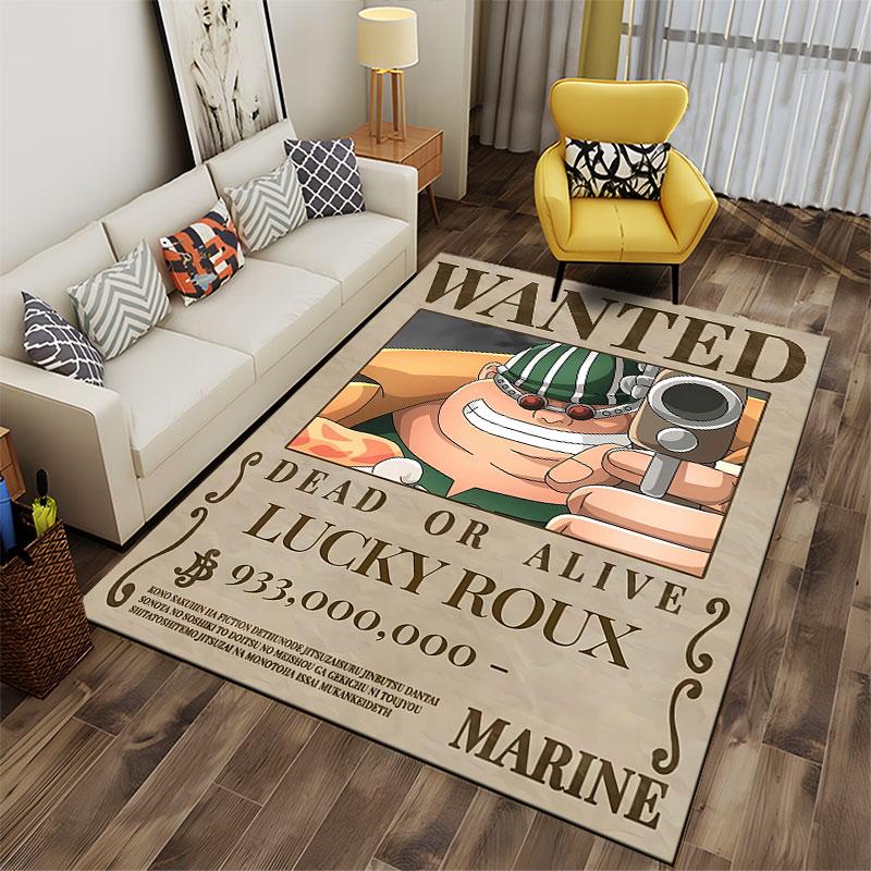 "Wanted Character Carpet Print" suitable as a non-slip mat for the living room or bedroom sofa