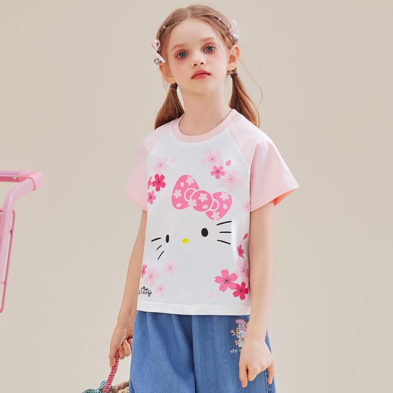 Hello Kitty Детская футболка с коротким рукавом и мультяшным принтом
