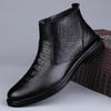 Fashion Genuine Leather Men Ankle Boots Casual Shoes Western Cowboy Boots Black Lace Up Wedding Office Dress Boots Men Business Shoes