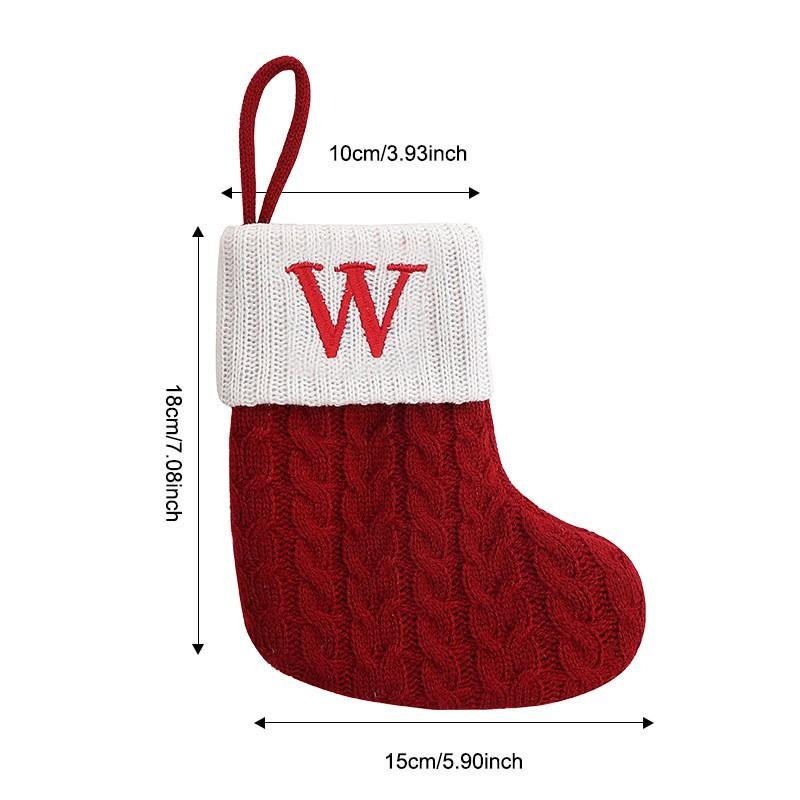 Christmas Socks Knitting Snowflake Letter Stocking Christmas Decoration For Home Xmas Gift Snowflake Alphabet Christmas Socks