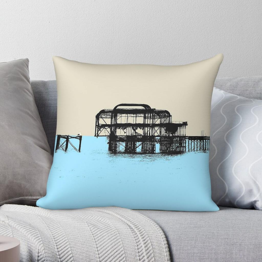 Billy Brighton On Brighton West Pier Square Pillowcase Polyester Linen Velvet Printed Zip Decorative Pillow Case Sofa x