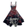 Women's Patriotic Starry Night Dress Sleeveless American Flag Design, Perfect for Celebrations & Summer Events