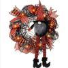 Halloween Door Wreath Decor With Long-Legged Figure Ghost Theme Party Hanging Ornament Front