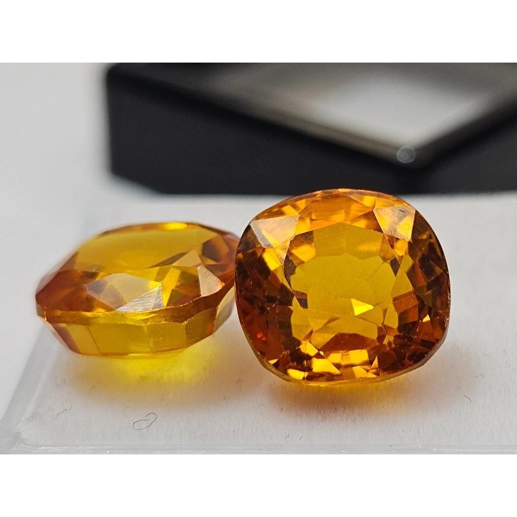 Natural Orange & Yellow Sapphire Cushion Cut 10+ Ct Pair Stunning Gemstone
