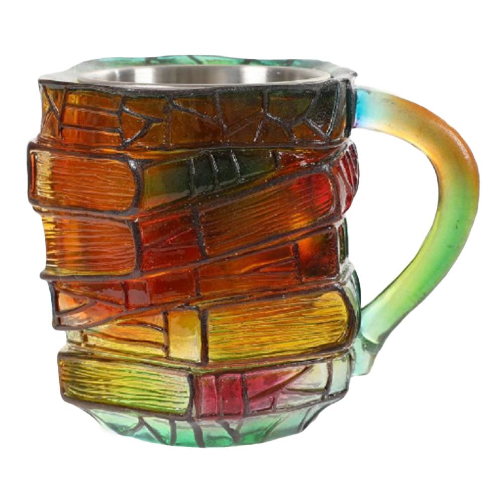3D Painted Book Mug Wear Resist Books Drinking Container Multi-Purpose Unique Handmade Drink Cup for Beer Wine Juice Tea Coffee