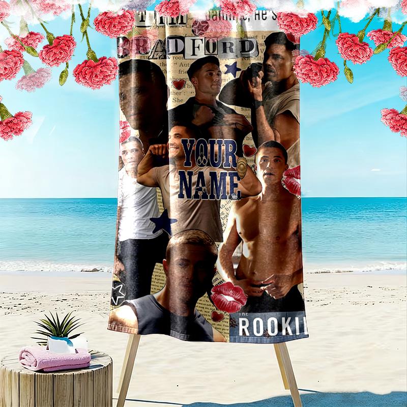 The Rookie Custom Name Print Beach Towel Large Soft Quick Dry Towel For Beach Camping Swimming