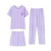 Простая повседневная женская пижама весенне-осенняя с коротким рукавом и брюками женская повседневная одежда для дома трехпредметная летнего стиля